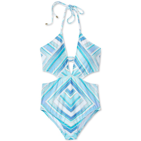 Bar III Printed Plunge Cutout Monokini One-Piece - Picture 3 of 3